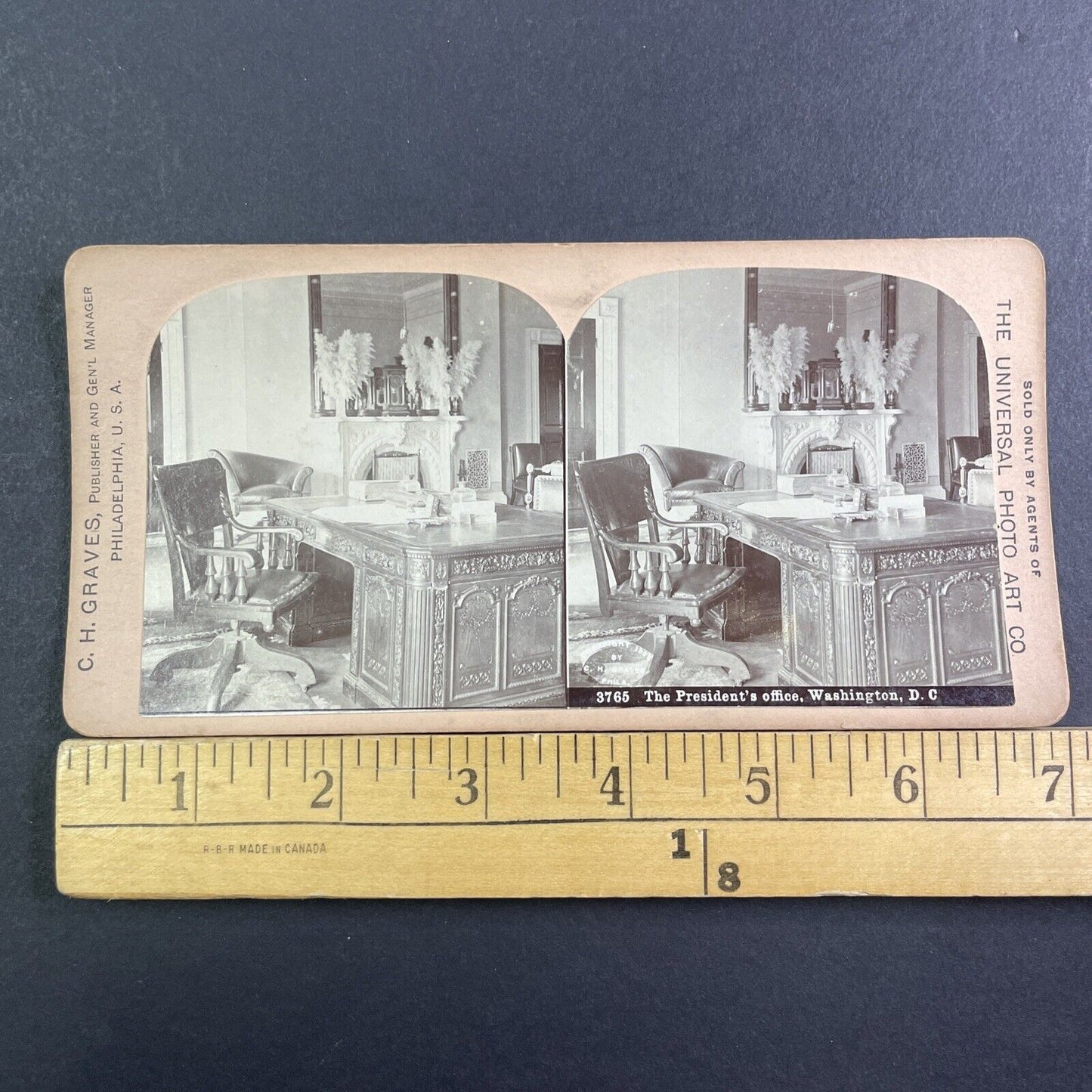 President's Desk White House Stereoview Washington DC Antique c1900 X2833