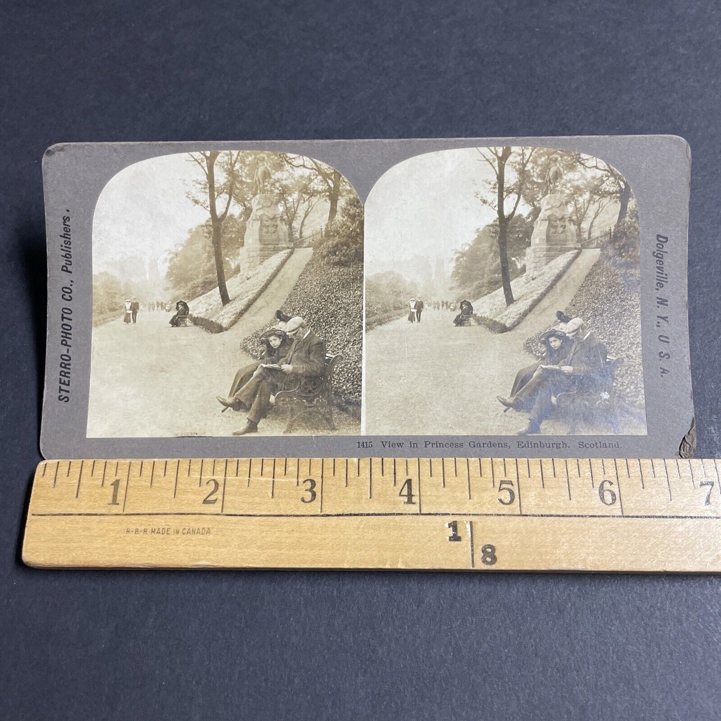 Antique 1900s Princess Gardens Edinburgh Scotland Stereoview Photo Card P4183