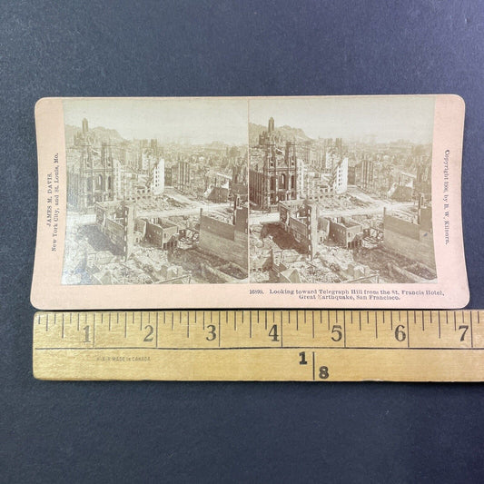 San Francisco Earthquake Union Square Stereoview Photo Card Antique 1906 X810