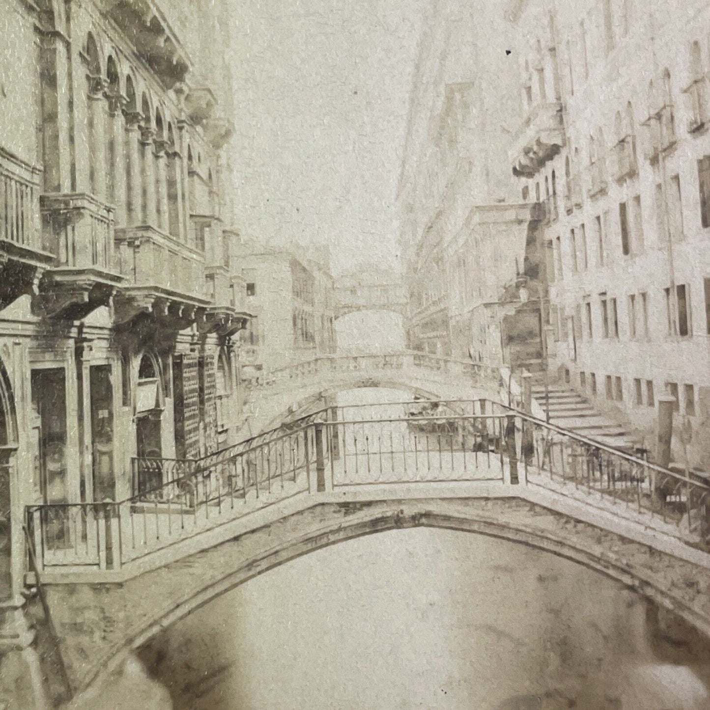 Bridges & Canal Venice Italy Stereoview Jean Andrieu Antique c1870s X3749