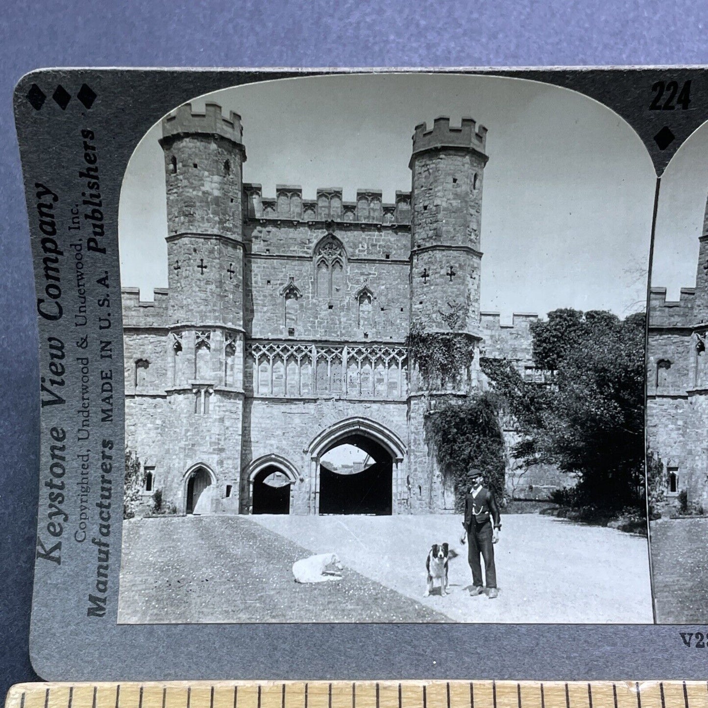 Antique 1920s Gate Of Battle Of Abbey Sussex England Stereoview Photo Card V2953