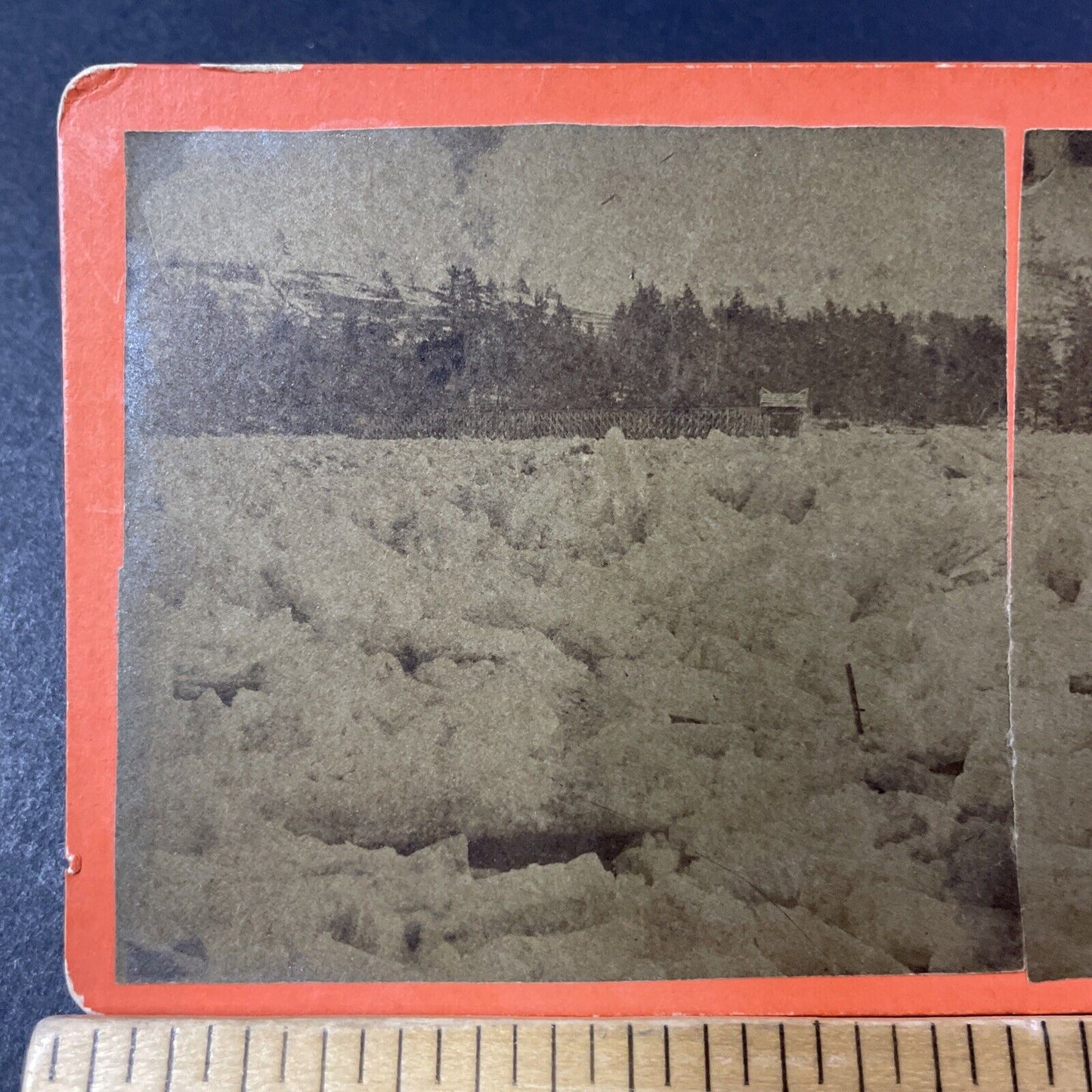 Antique 1860s Kennisis River Ice Jam Haliburton ON Stereoview Photo Card P381-13