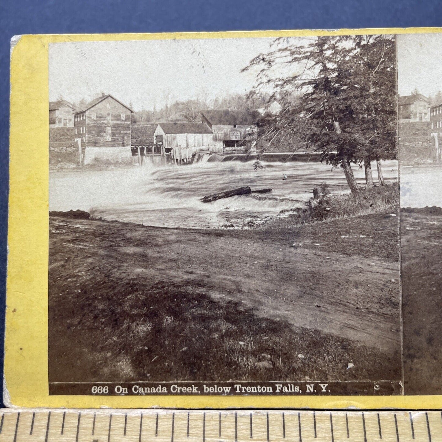 Antique 1870s Trenton New York Waterfalls Stereoview Photo Card P2526