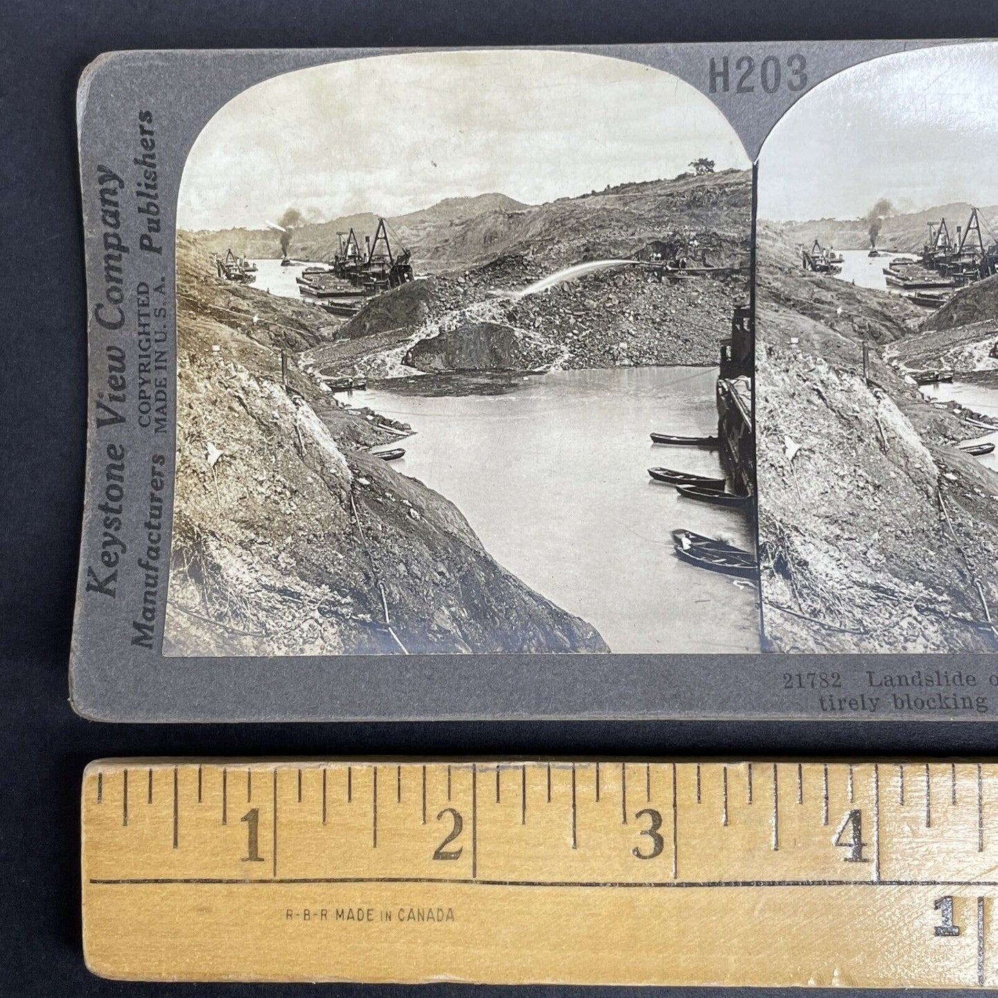 Antique 1914 Deadly Landslide In The Panama Canal Stereoview Photo Card P960