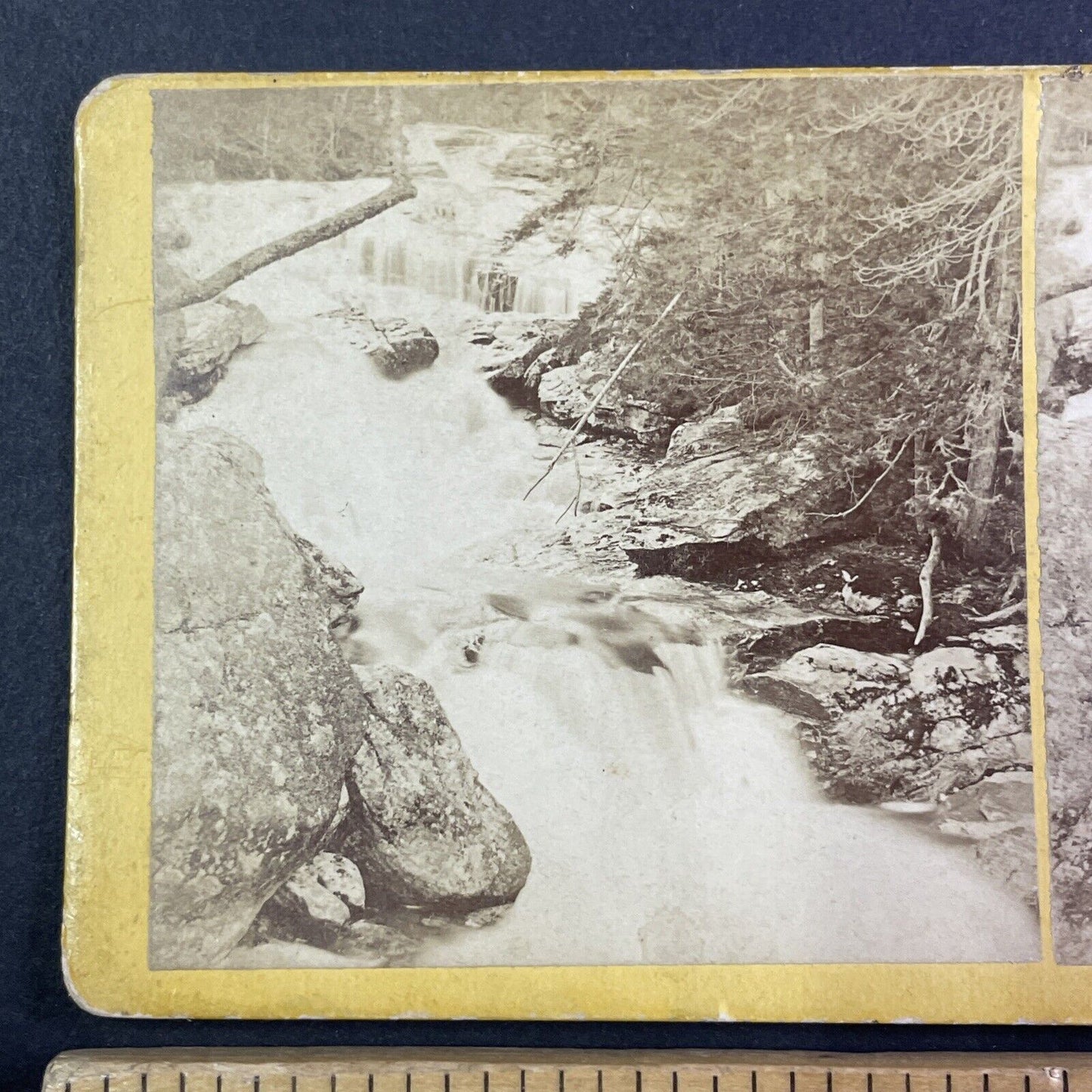 Pemigewasset River Rapids Stereoview Franconia Notch New Hampshire c1870s Y942