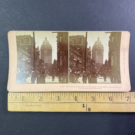 San Francisco Call Building Downtown Stereoview Photo Card Antique 1906 X803