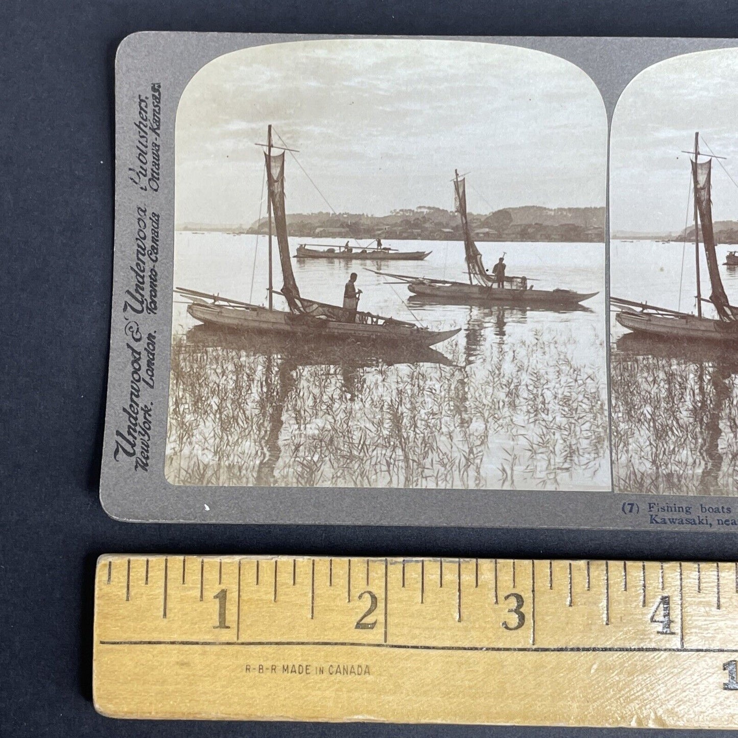 Antique 1904 Japanese Fisherman In Yokohama Japan Stereoview Photo Card P901