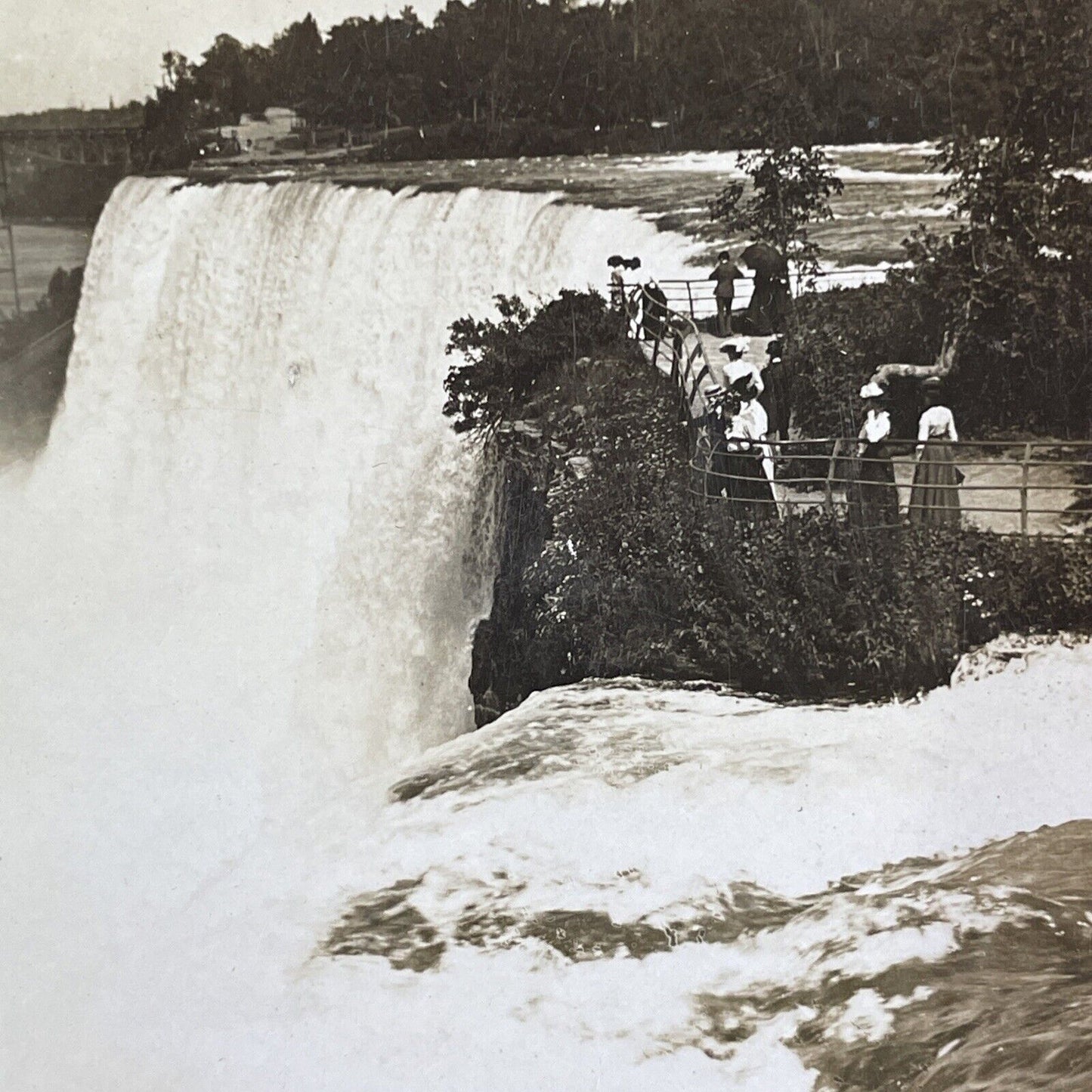 Luna Island Walkway Niagara Falls Stereoview H.C. White Antique c1903 Y2149