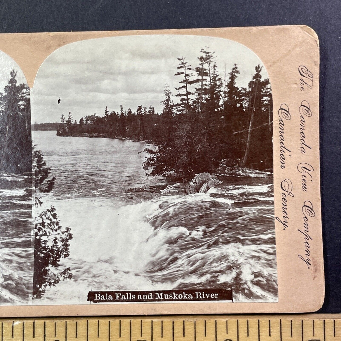 Bala Falls Muskoka River Bala Ontario Canada Stereoview Antique c1899 Y475