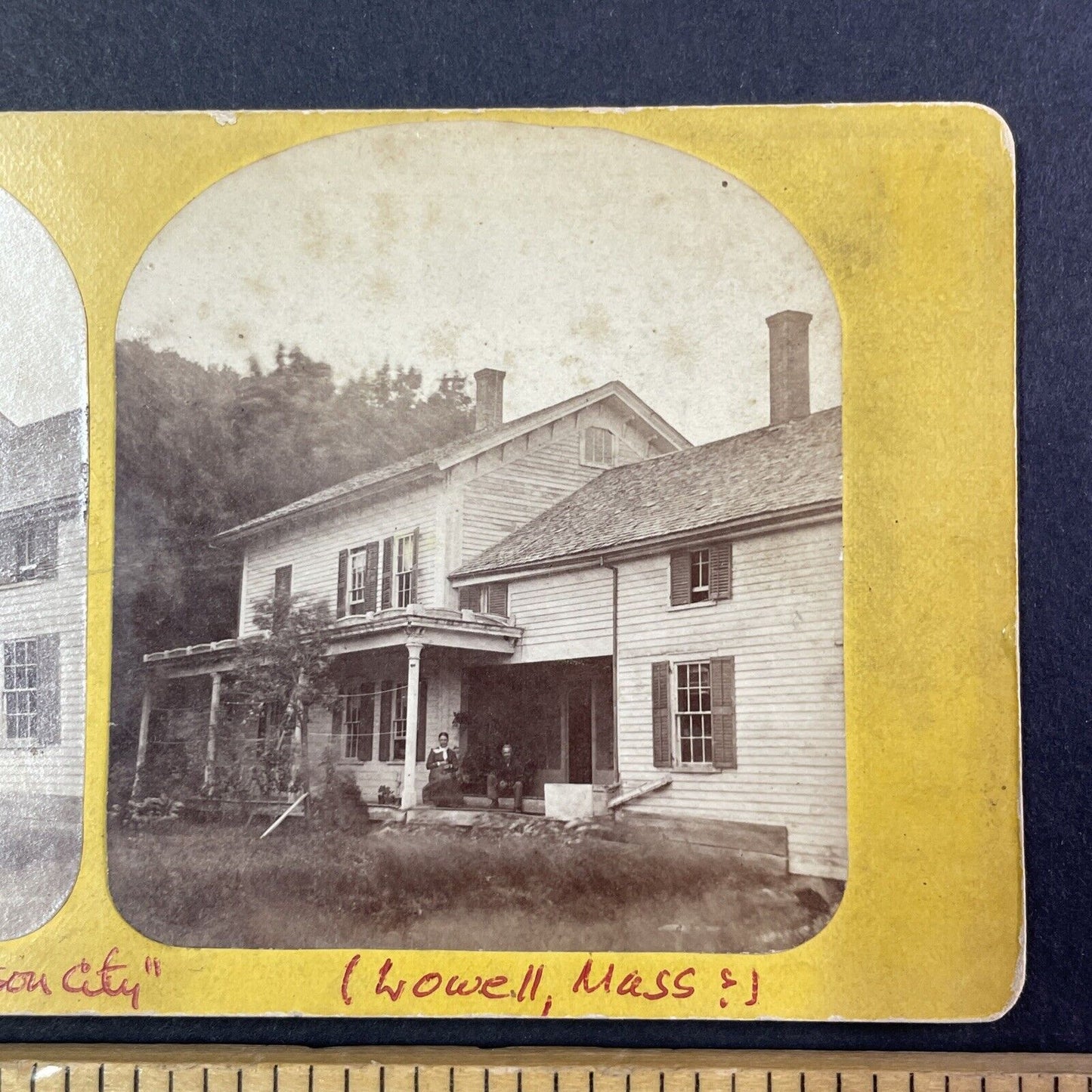 House in Lowell Massachusetts Stereoview Thaddeus A Aldrich Antique c1880s Y1756