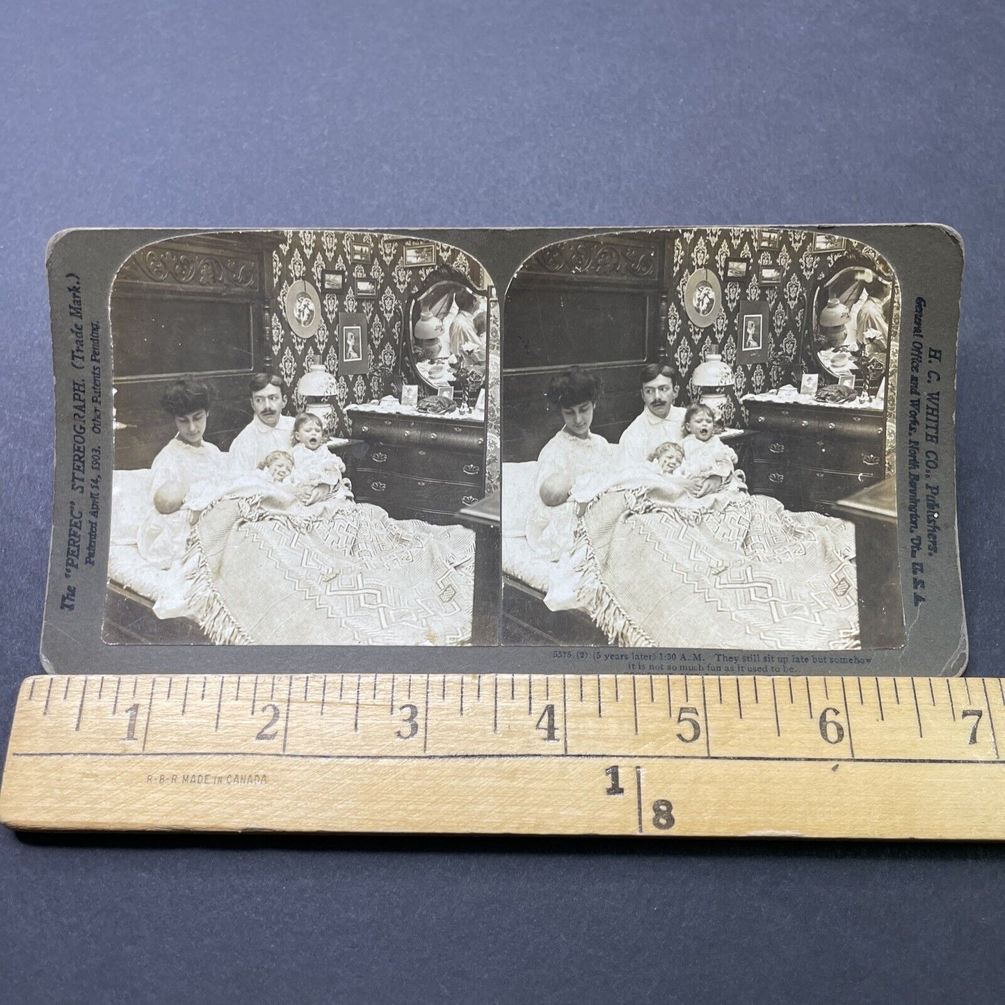 Antique 1903 Children Keep Parents Up All Night Stereoview Photo Card P2709