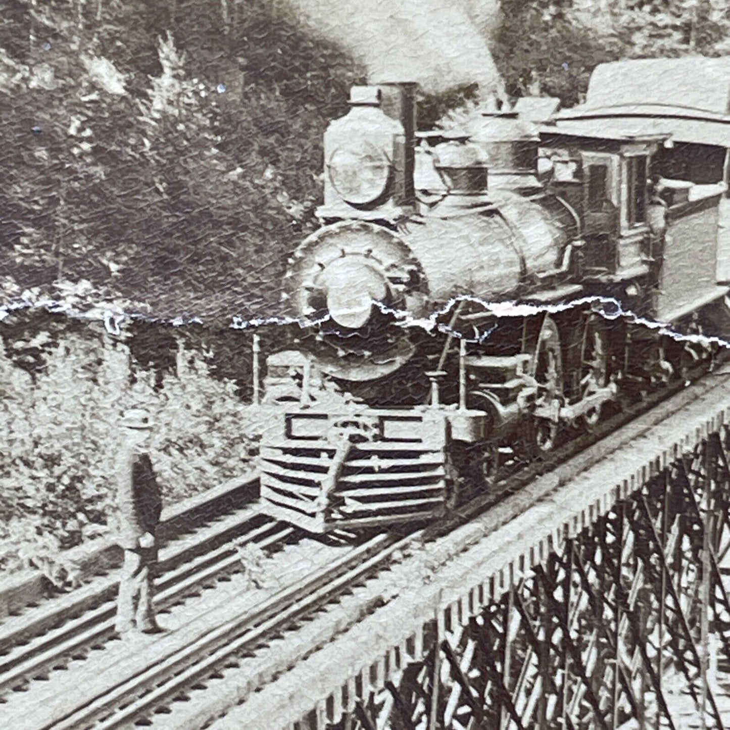 Antique 1891 Crawford Notch Railroad New Hampshire Stereoview Photo Card P1804