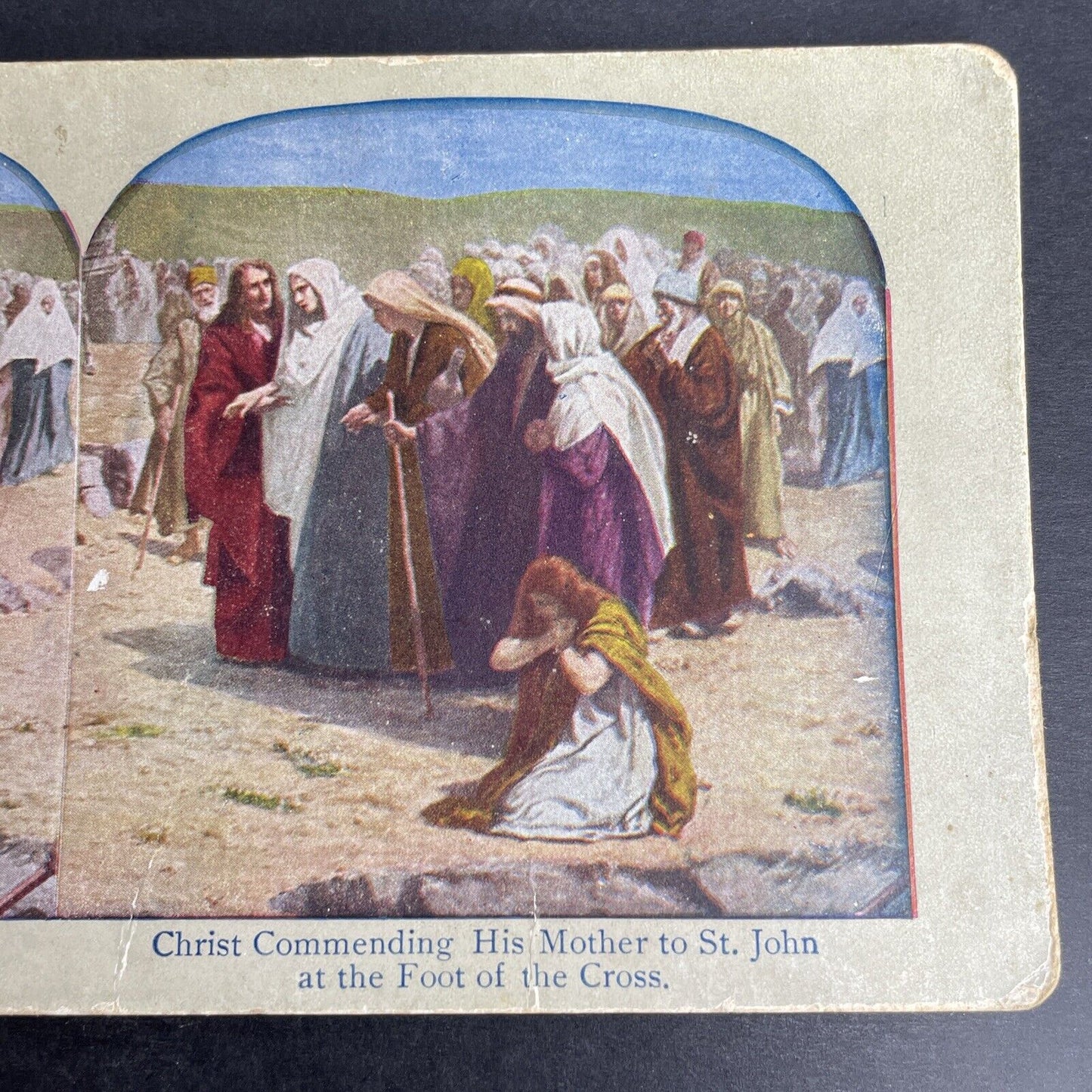 Antique 1902 Mary Mother Of Jesus At The Cross Stereoview Photo Card P1065