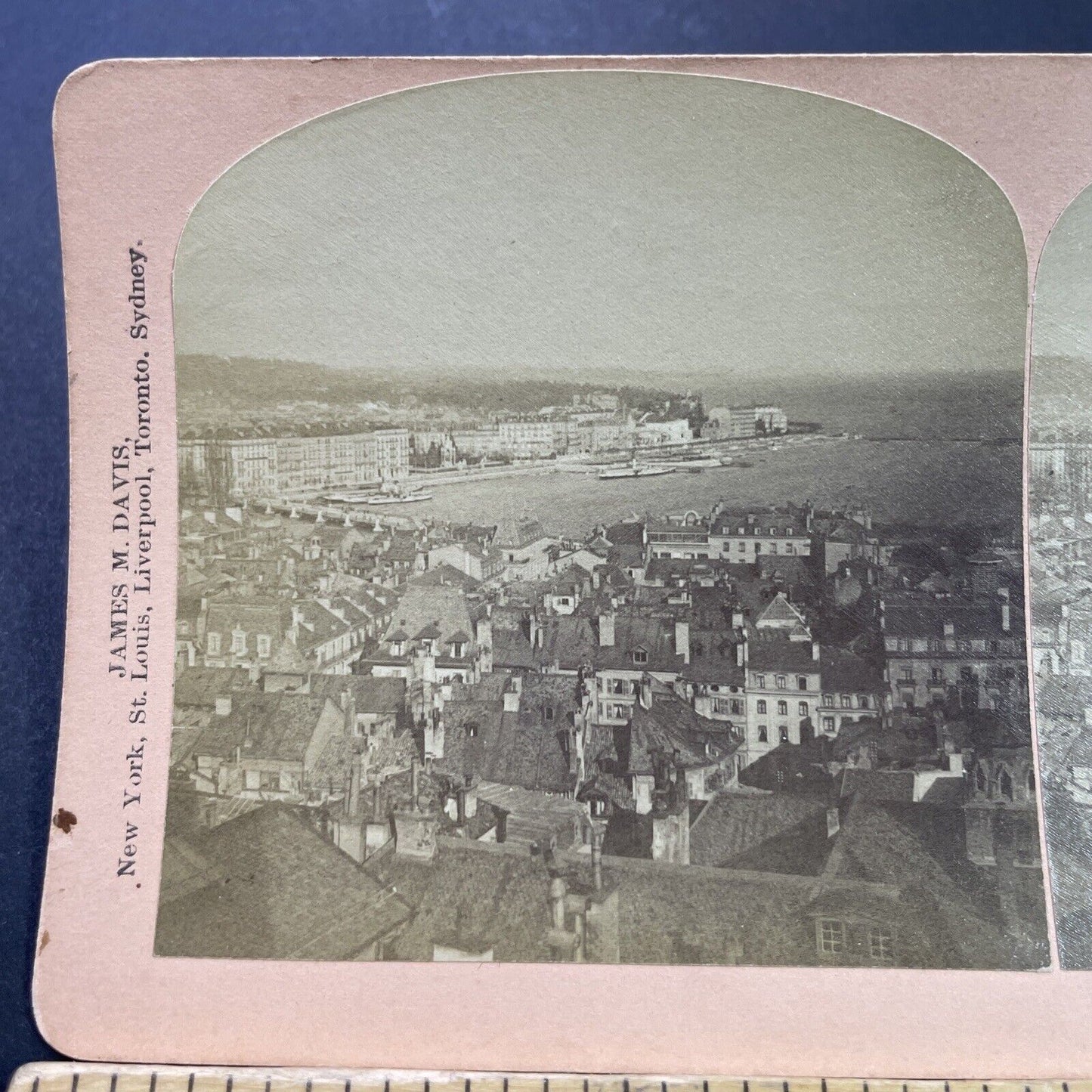 Antique 1901 Geneva Switzerland City View Stereoview Photo Card P3934