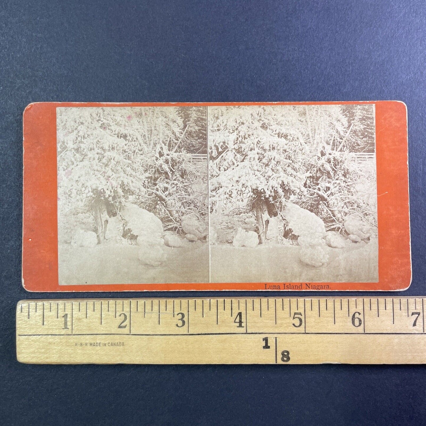 Luna Island Niagara Falls New York Stereoview J.G. Parks Antique c1870 Y1732