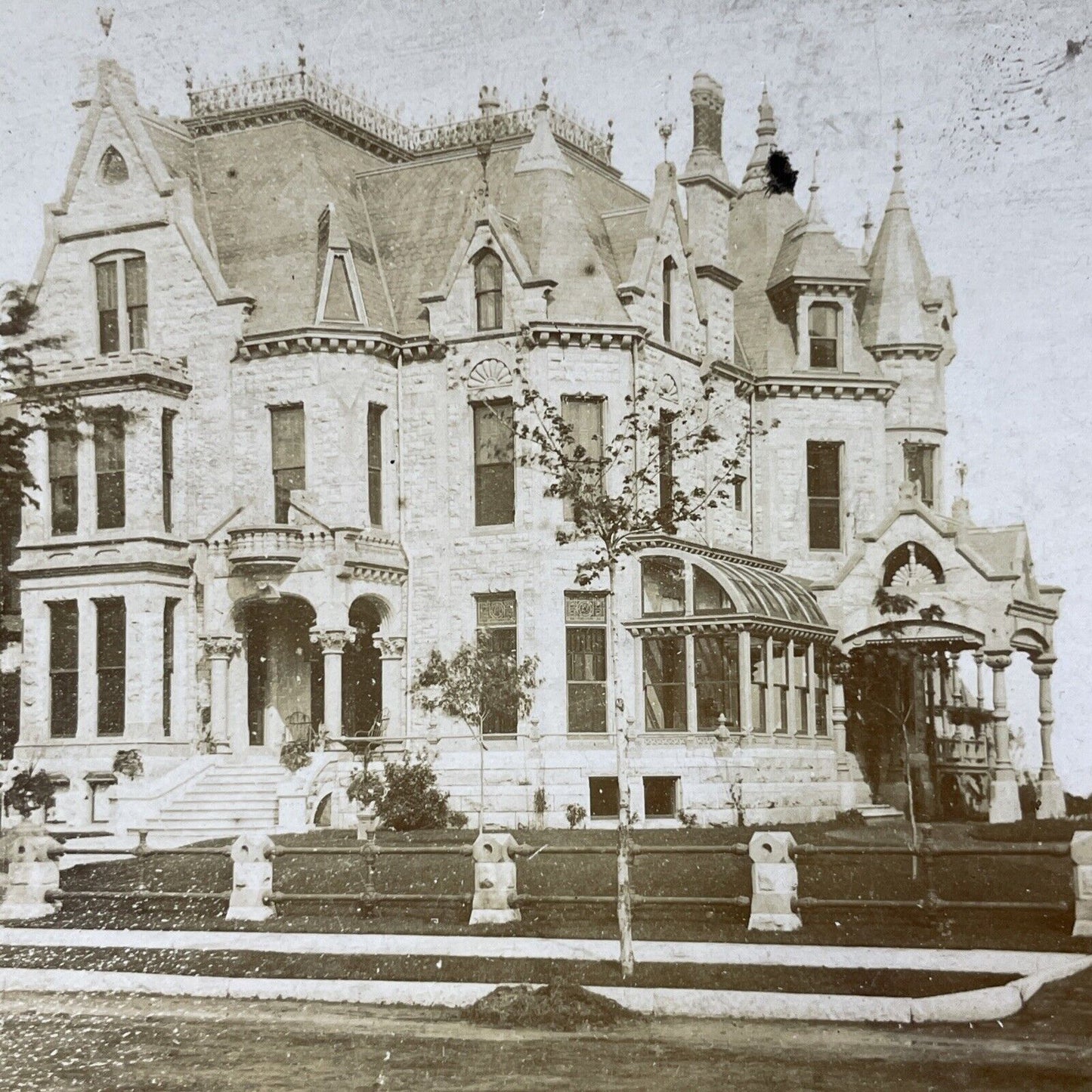 Antique 1870s Charles Ray Residence Milwaukee WI Stereoview Photo Card V3335