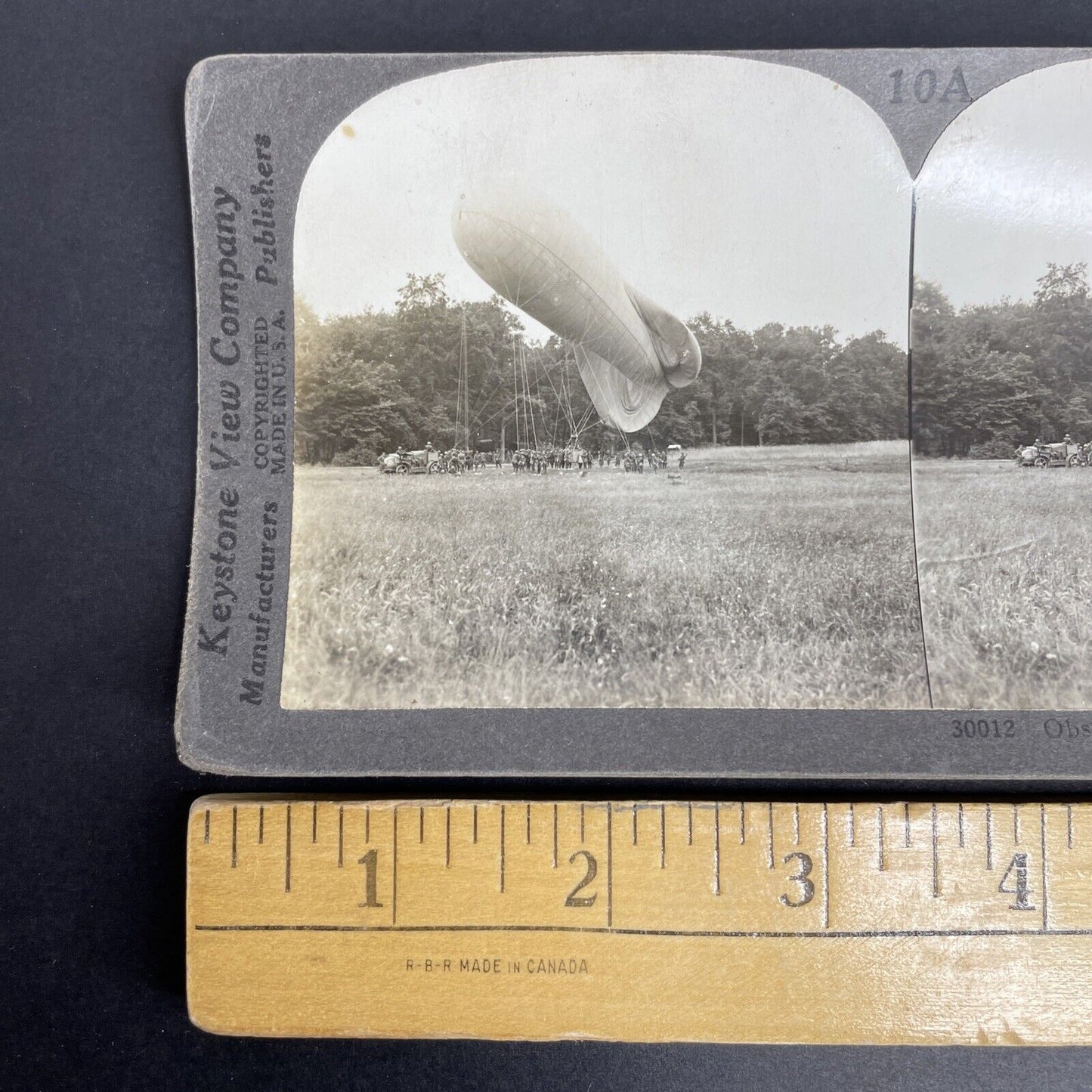 Antique 1916 WW1 German Observation Zeppelin Balloon Stereoview Photo Card P922