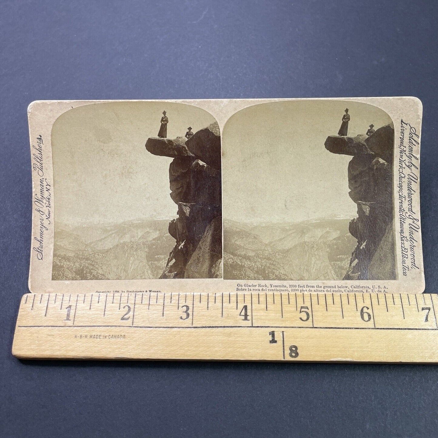 Antique 1894 Woman On Glacier Point Yosemite CA Stereoview Photo Card P3141