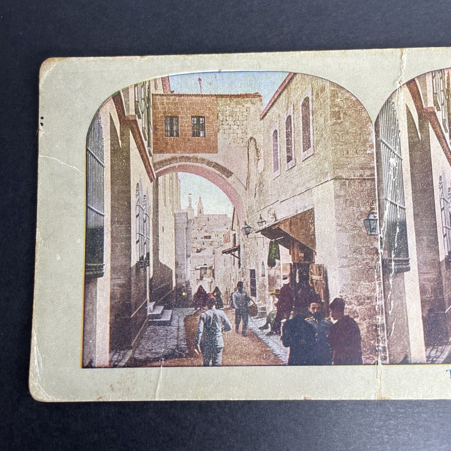 Antique 1902 Ecce Homo Arch & Jewish Peddlers Stereoview Photo Card P1068