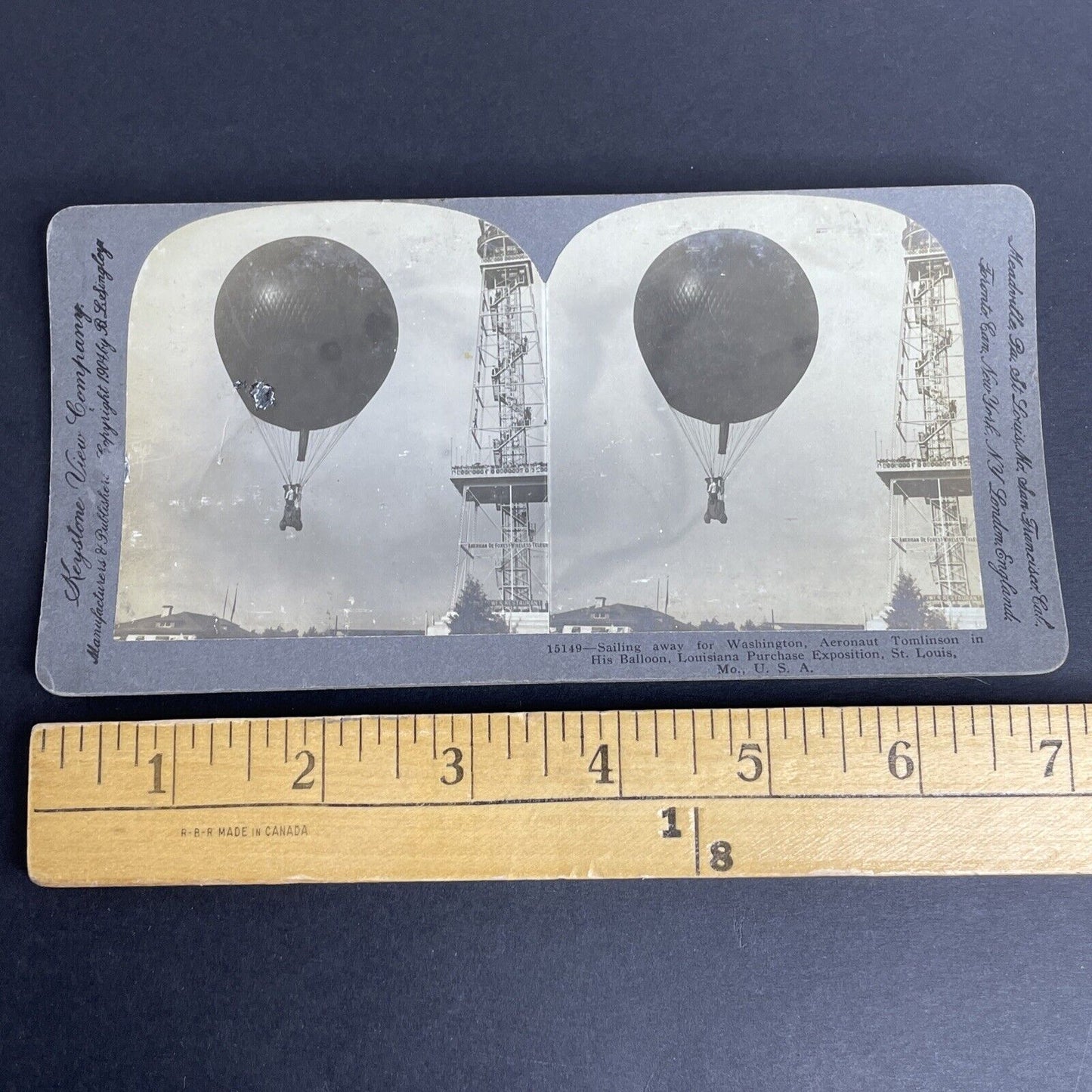 Antique 1904 George Tomlinson Balloon Flight Stereoview Photo Card P981