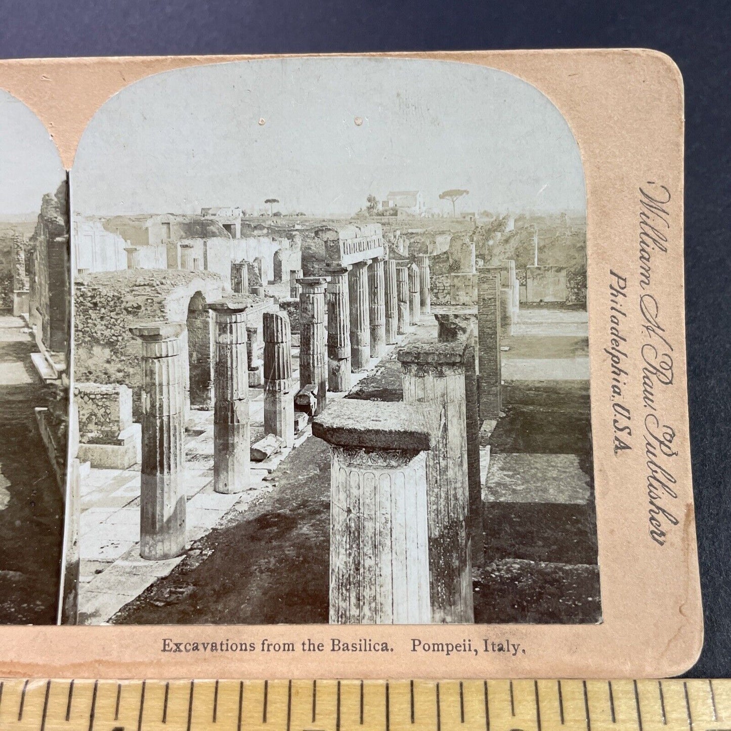 Antique 1890s Volcano Ruins Pompeii Italy Stereoview Photo Card P3849