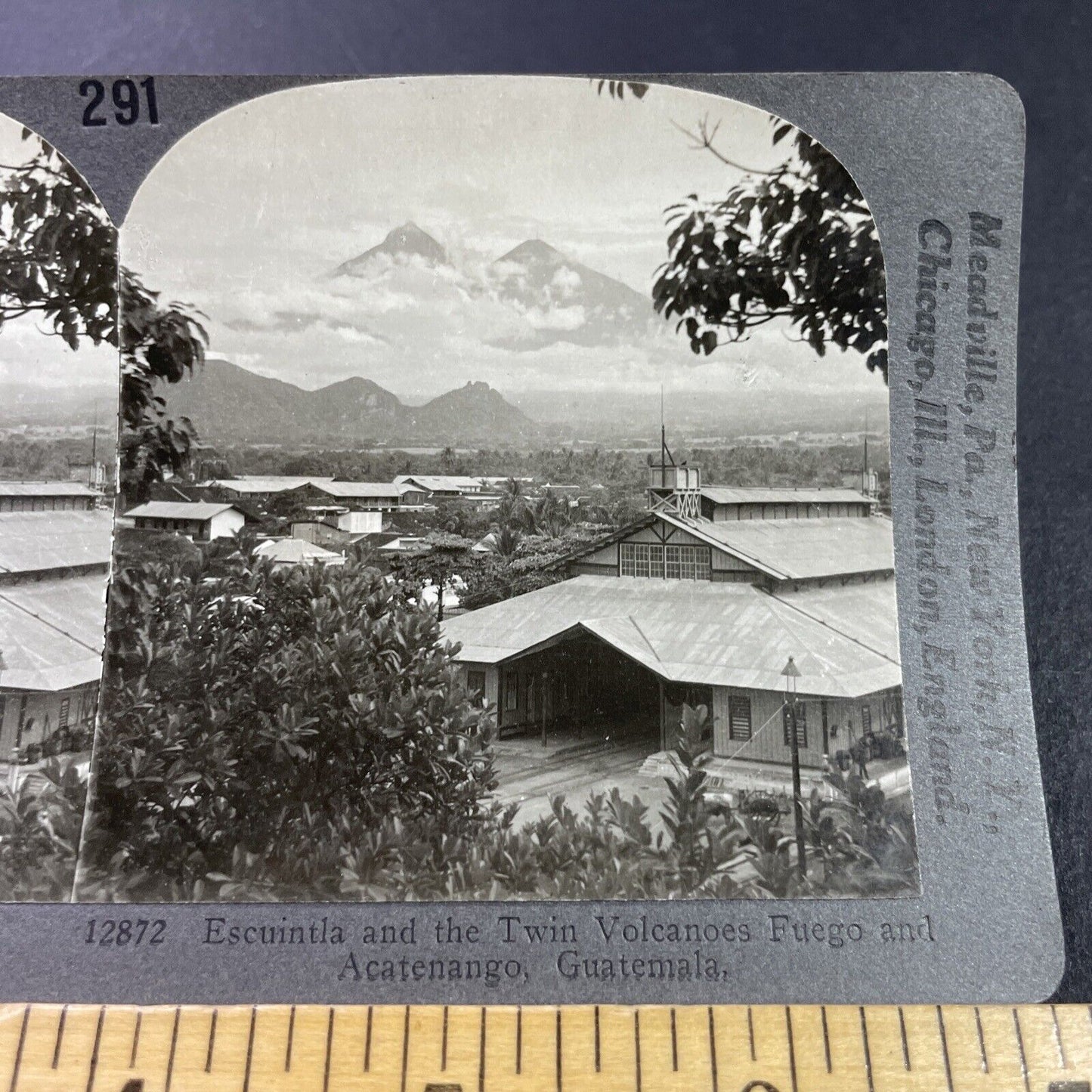 Antique 1910s Fuego Active Volcano Guatemala Stereoview Photo Card P3690