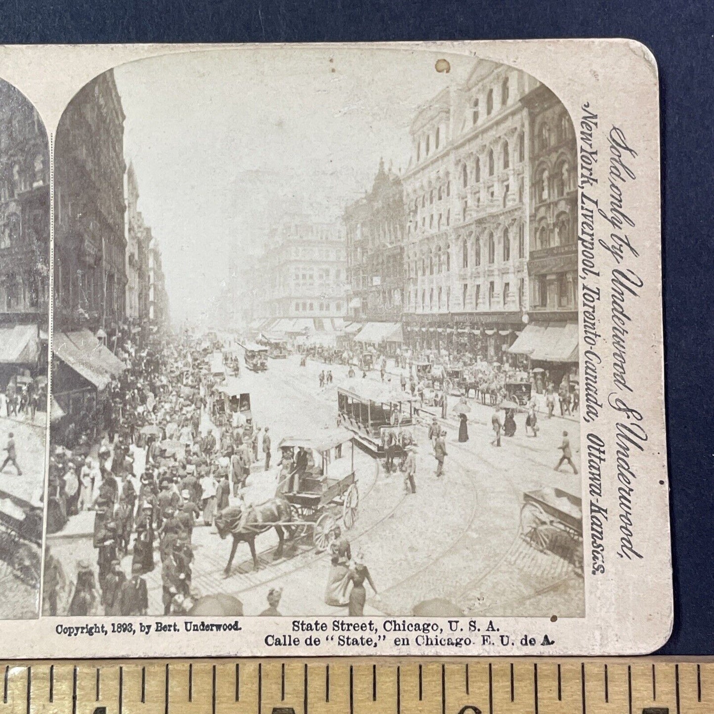 State Street Chicago Illinois Downtown Stereoview Victorian Antique c1893 X2753