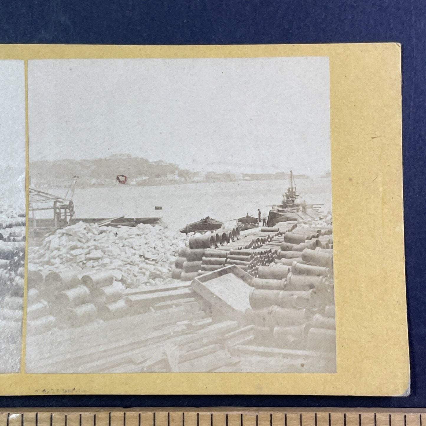 Rio de Janeiro Brazil Port Construction Stereoview RARE Antique c1865 X2616