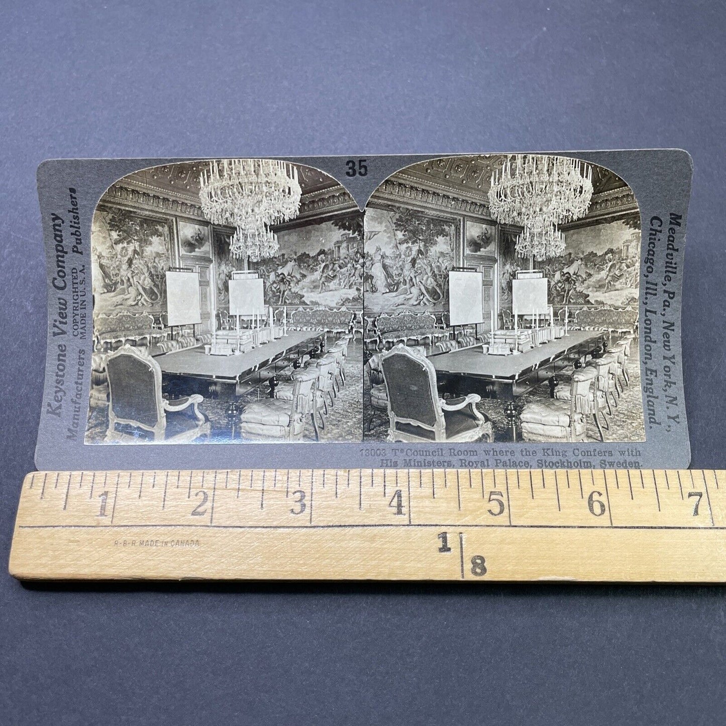 Antique 1910s King's Council Room Stockholm Sweden Stereoview Photo Card P2798