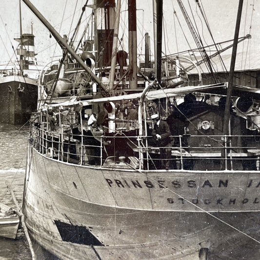 Antique 1909 Prinsessan Ingeborg Sweden Steamer Ship Stereoview Photo Card P2068