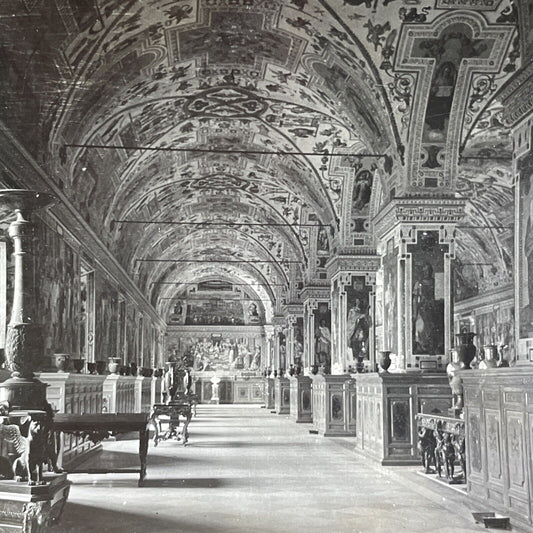 Antique 1900 Secret Library Inside The Vatican Rome Stereoview Photo Card V2878