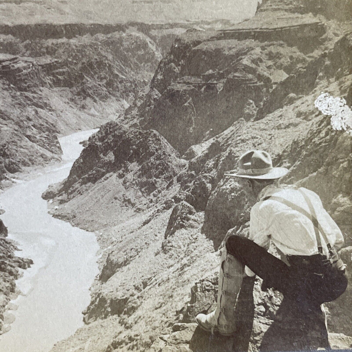 Antique 1902 The Colorado River Grand Canyon Arizona Stereoview Photo Card P4878