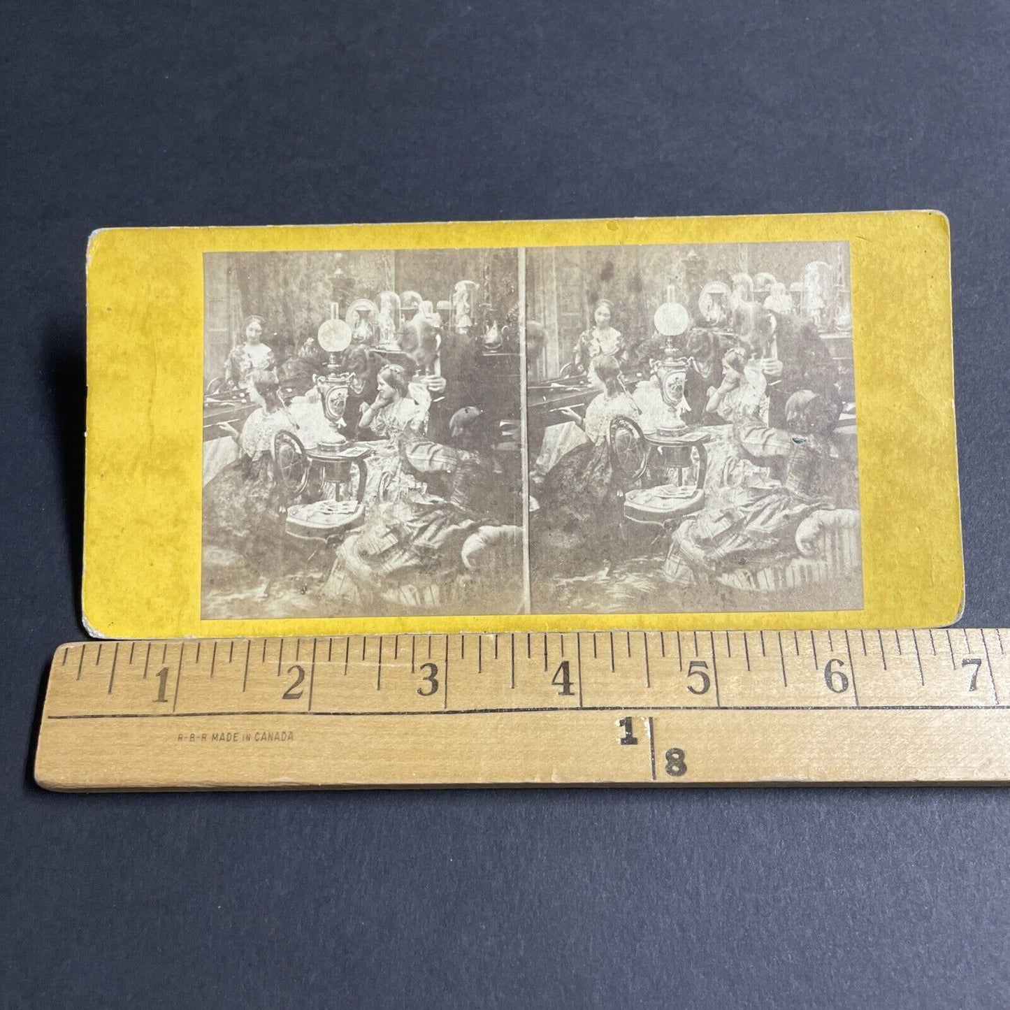 Antique 1870s Wealthy Family Plays Billiards Pool Stereoview Photo Card P4816