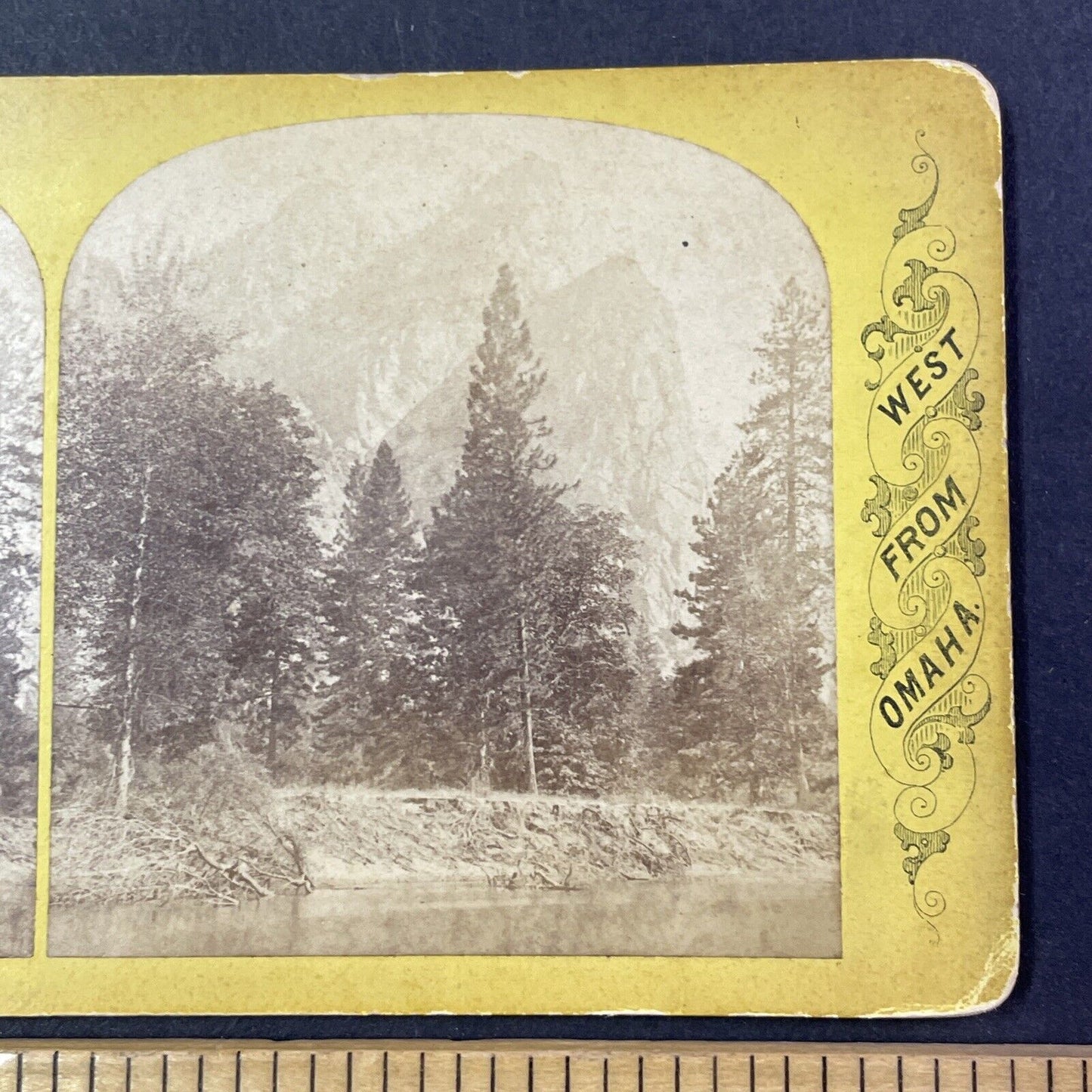 Three Brothers Yosemite Stereoview JJ Reilly Pacific Coast Antique c1870 X2755