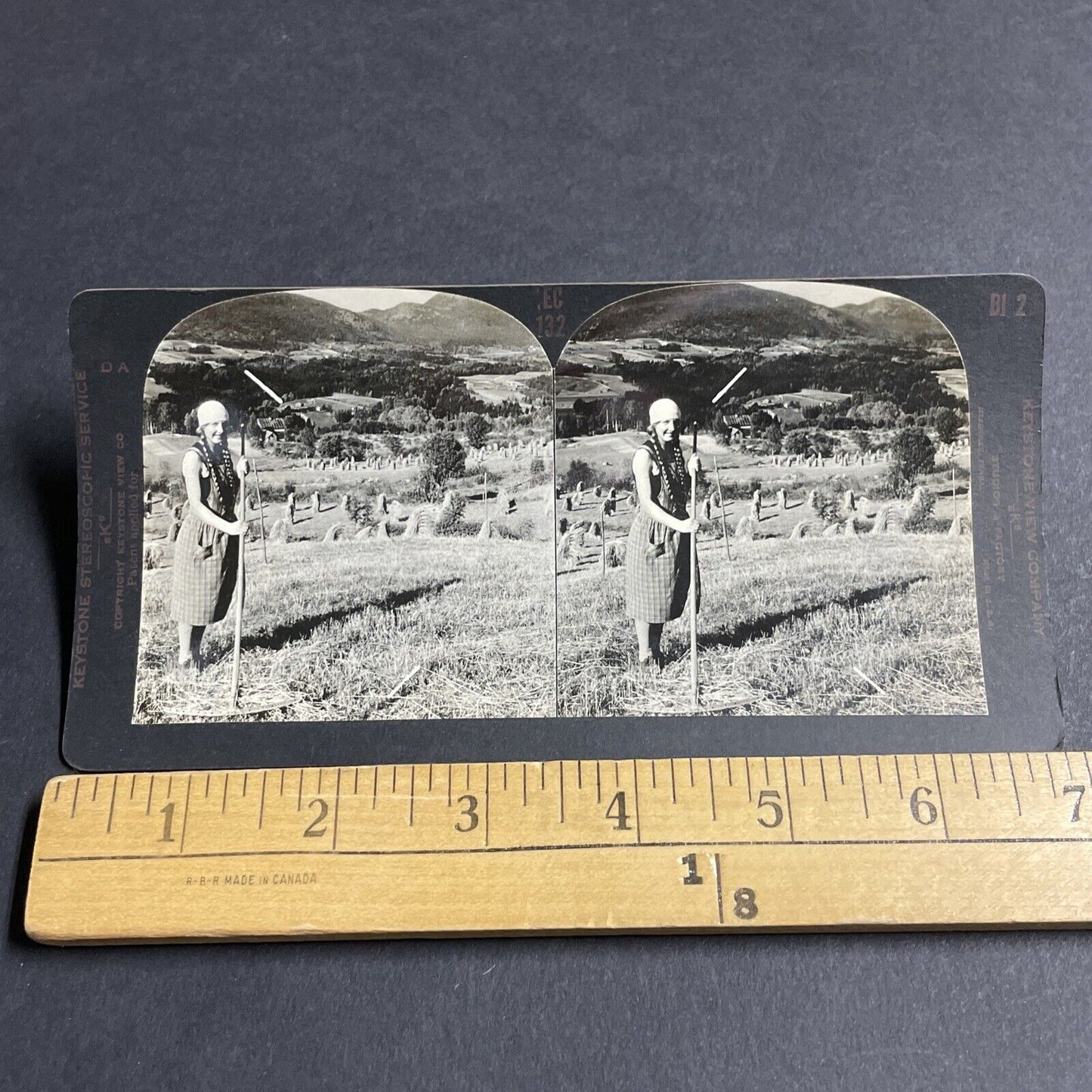 Antique 1920s Traditional Swiss Woman With Braids Stereoview Photo Card P4763