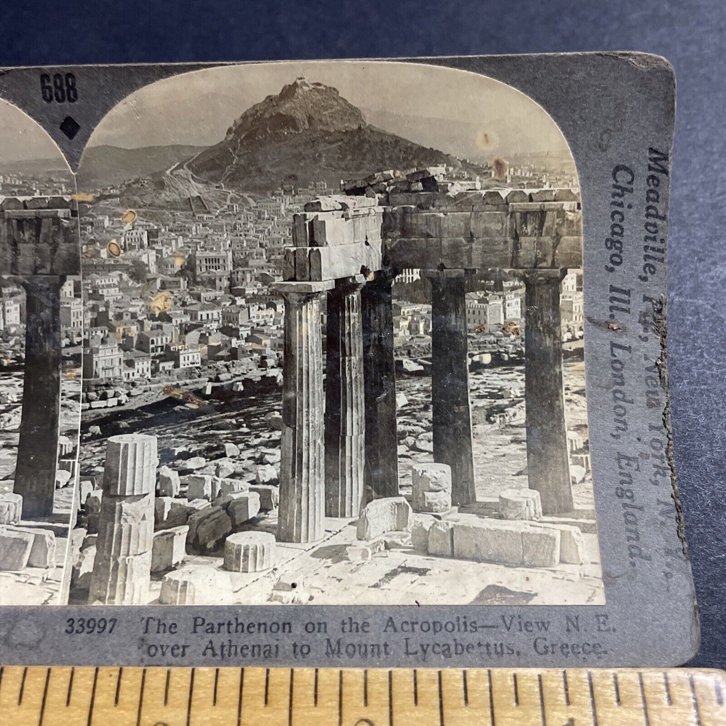 Antique 1920s Athens Greece City View Greek Stereoview Photo Card P4975