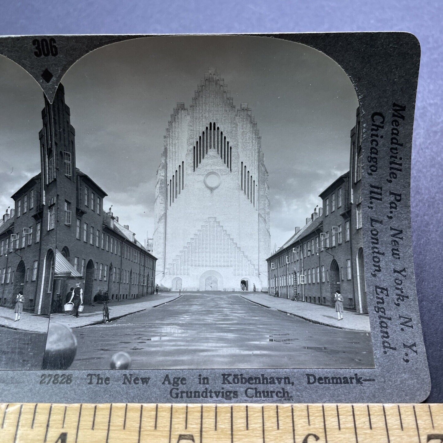 Antique 1920s Grundtvigs Art-Deco Church Denmark Stereoview Photo Card V2913