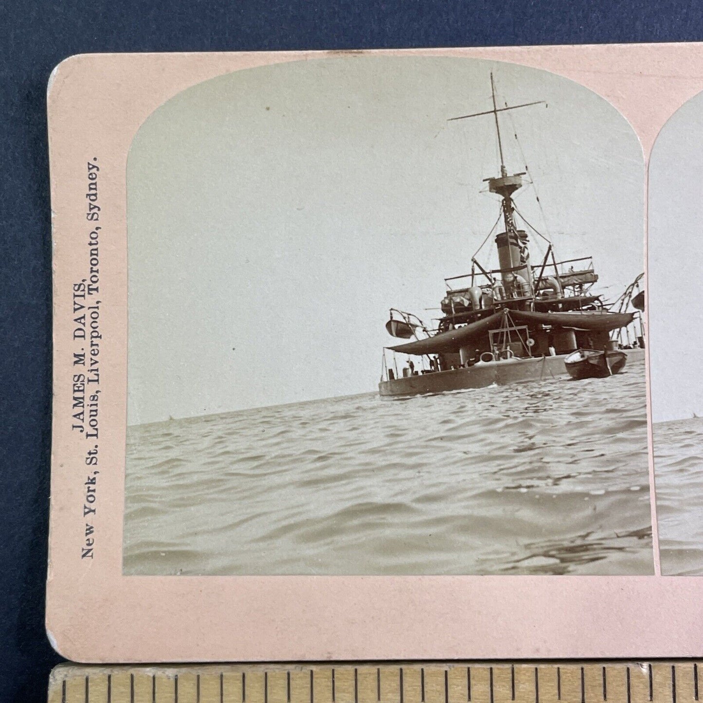 US Navy Gunship Patrol Vessel Stereoview BW Kilburn Antique c1898 X2844