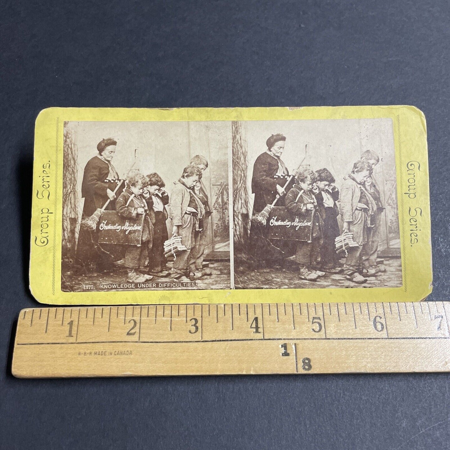 Antique 1870s Child Orphans Extreme Poverty France Stereoview Photo Card P4692