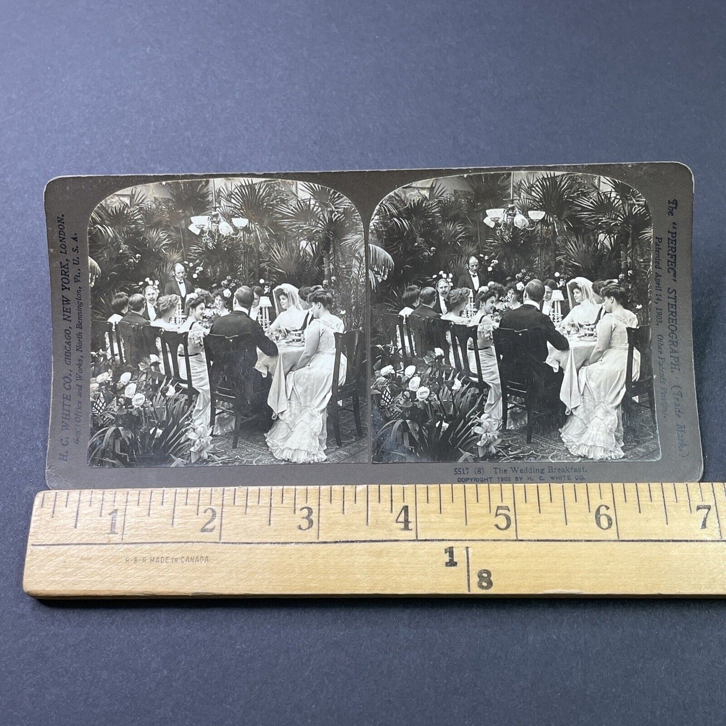 Antique 1902 Victorian Wedding Dinner Stereoview Photo Card P2949