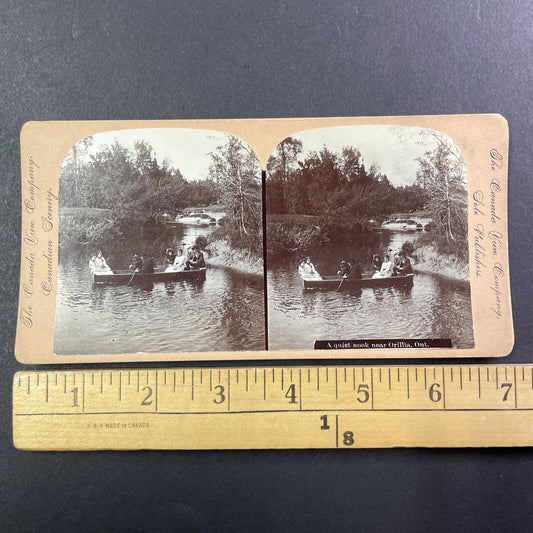 Boating Party in Orillia Ontario Canada Stereoview Antique c1899 Y479