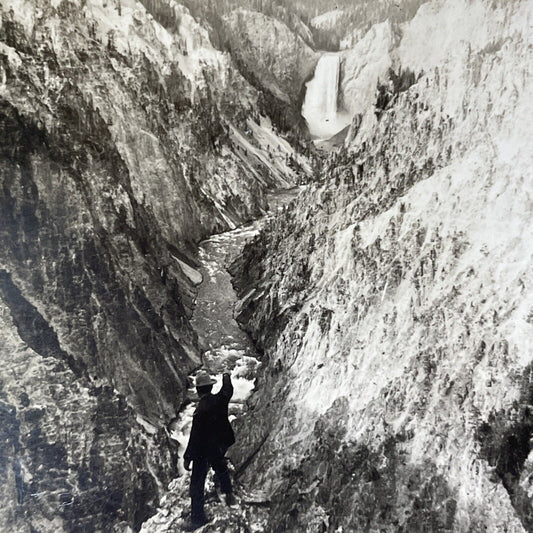 Antique 1910s Grand Canyon Of The Yellowstone WY Stereoview Photo Card V1863