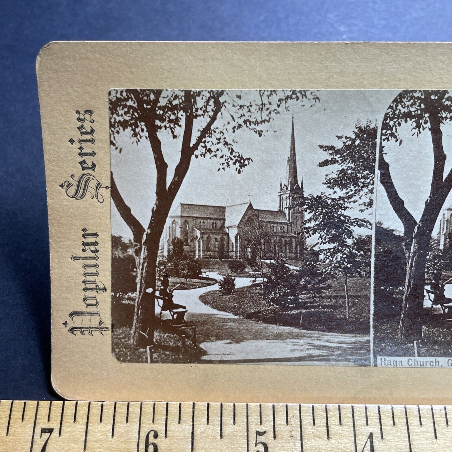 Antique 1860s Haga Church Gothernburg Sweden Stereoview Photo Card P2098