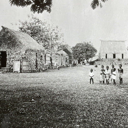 Antique 1909 Native Tribal Tribe Huts Village Fiji  Stereoview Photo Card P4568