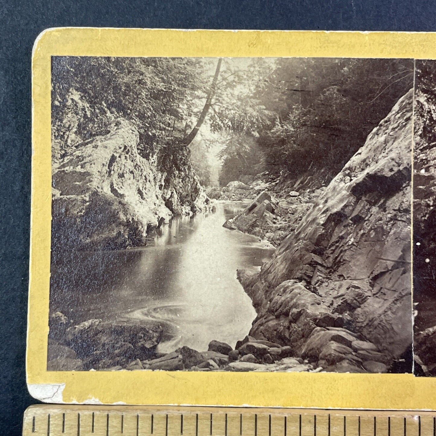 Quechee Gorge Vermont Stereoview Photo Henry Osgood Bly Antique c1870 X963