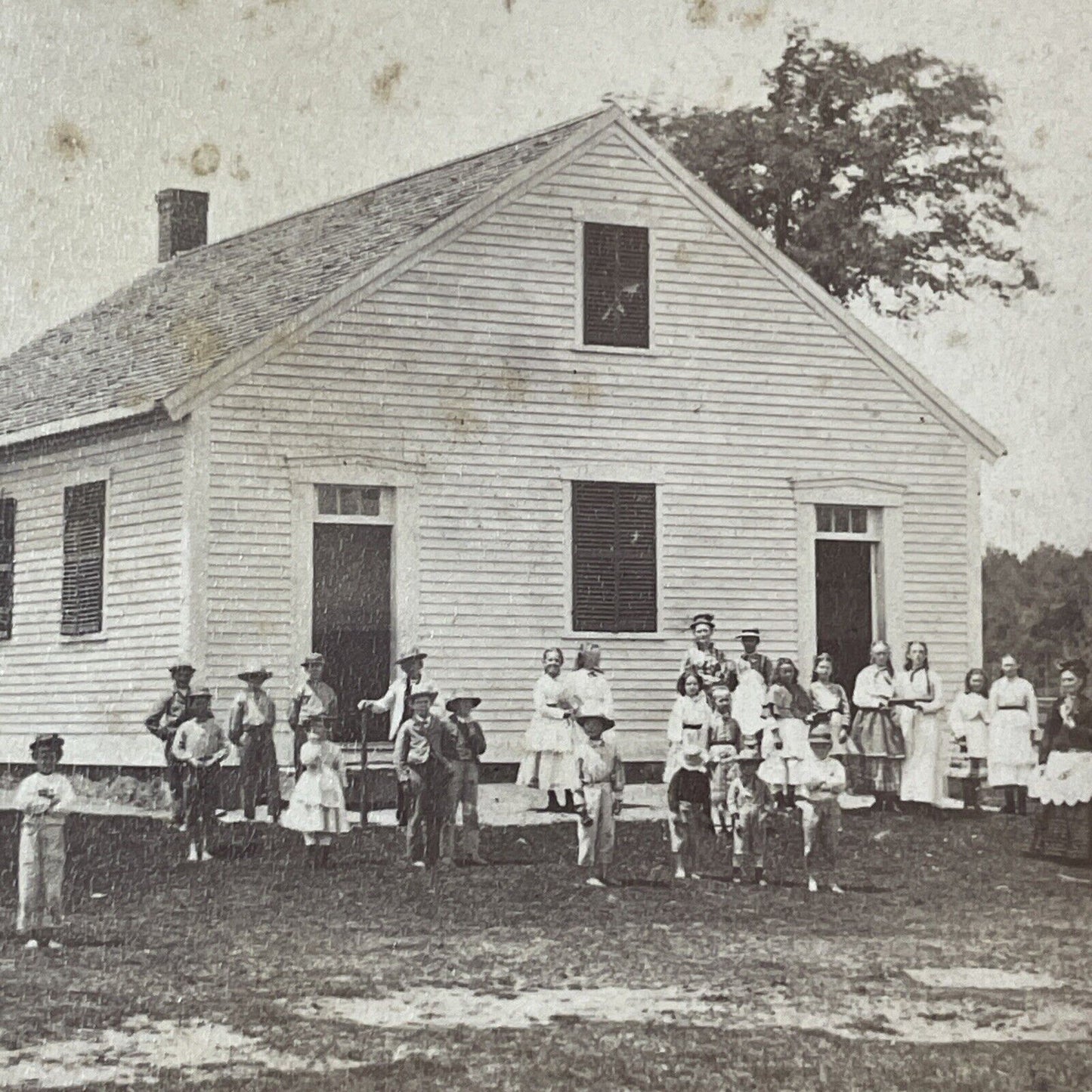Kingston New Hampshire Common School Stereoview Photo Card Antique 1870 X840