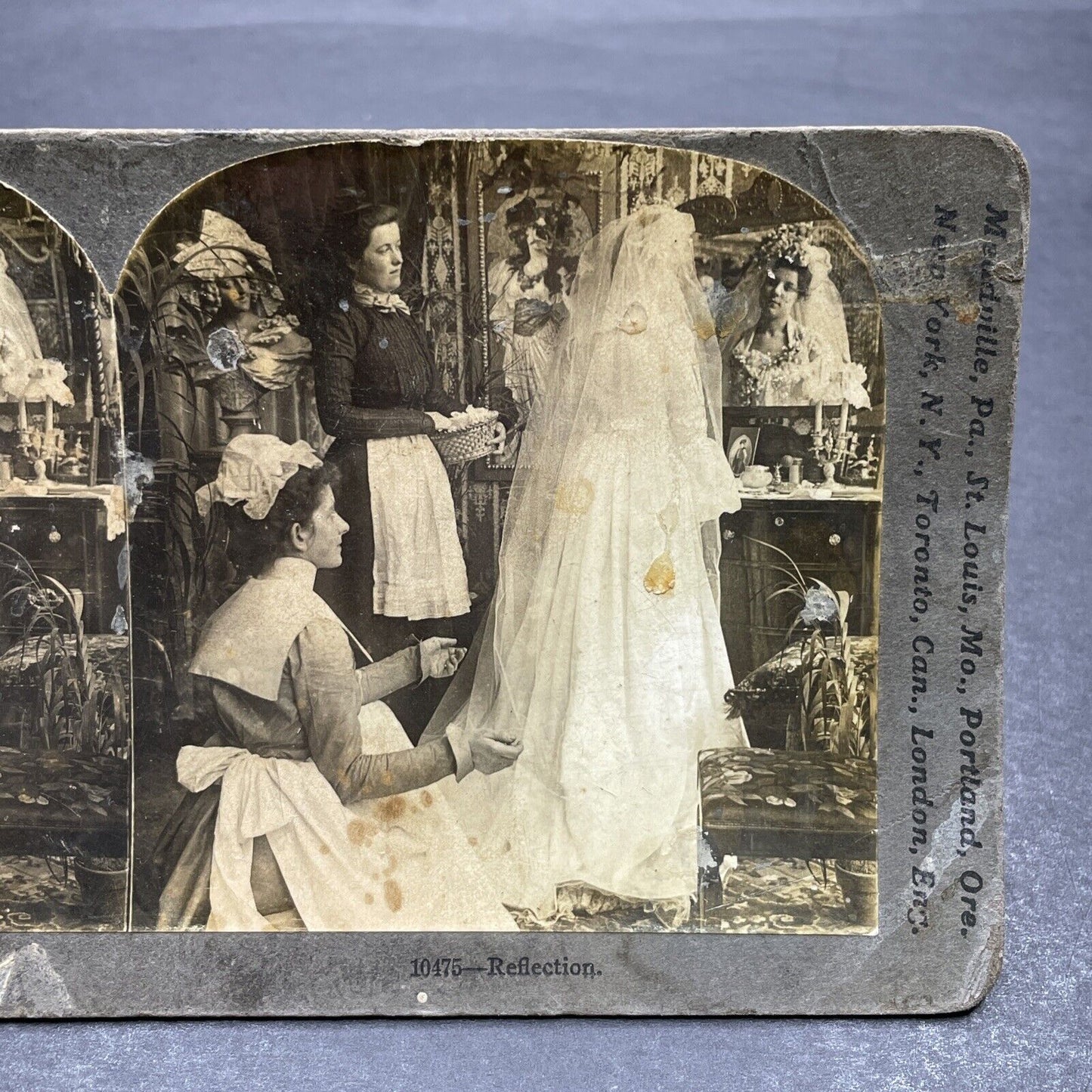 Antique 1901 Maidens Prepare Bride For Wedding Stereoview Photo Card P580-034