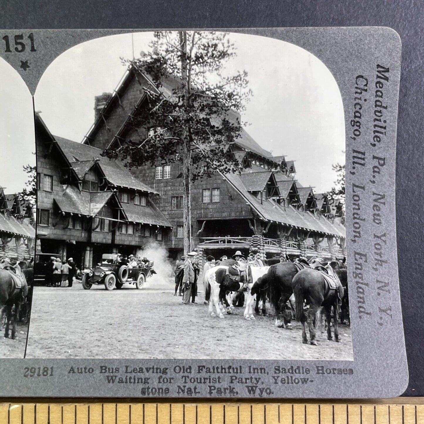 The Old Faithful Inn Hotel Yellowstone Wyoming Stereoview Antique c1910s Y1181