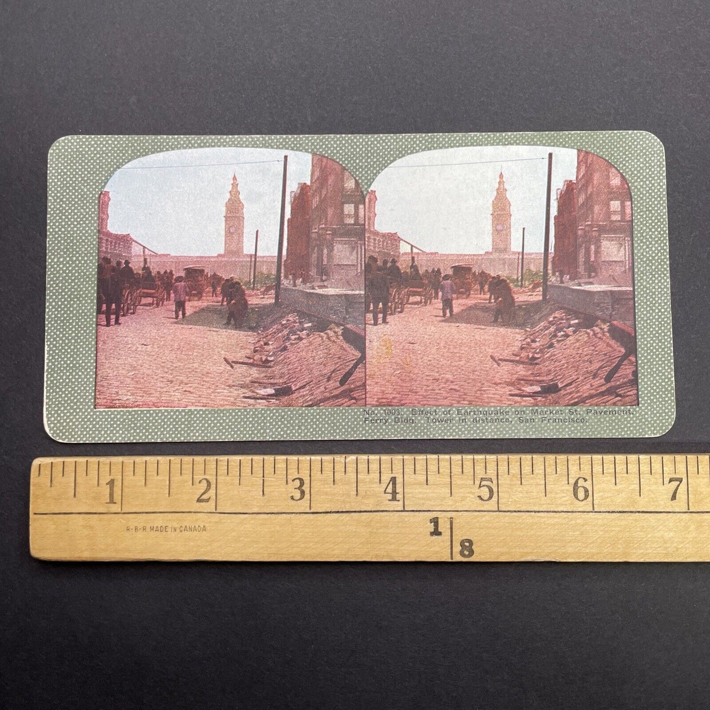 Antique 1910s San Francisco Earthquake Market St Stereoview Photo Card 2300-03