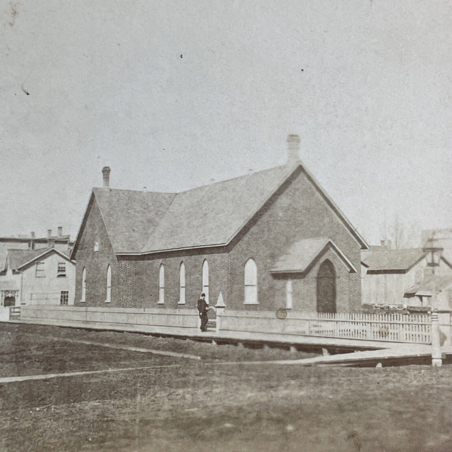 Church Building Walkerton Ontario Stereoview J.D. Barnes Antique c1860s X4182